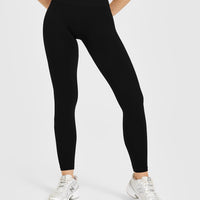 EnhanceLiftâ„¢ Seamless Leggings with White Logo | Black