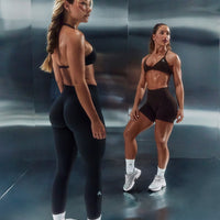 EnhanceLiftâ„¢ Seamless Leggings with White Logo | Black