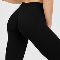 EnhanceLiftâ„¢ Seamless Leggings with White Logo | Black
