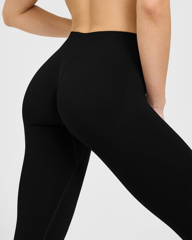EnhanceLiftâ„¢ Seamless Leggings with White Logo | Black