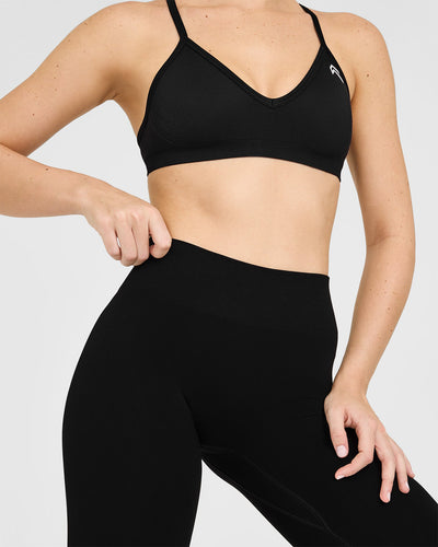 EnhanceLiftâ„¢ Seamless Leggings with White Logo | Black