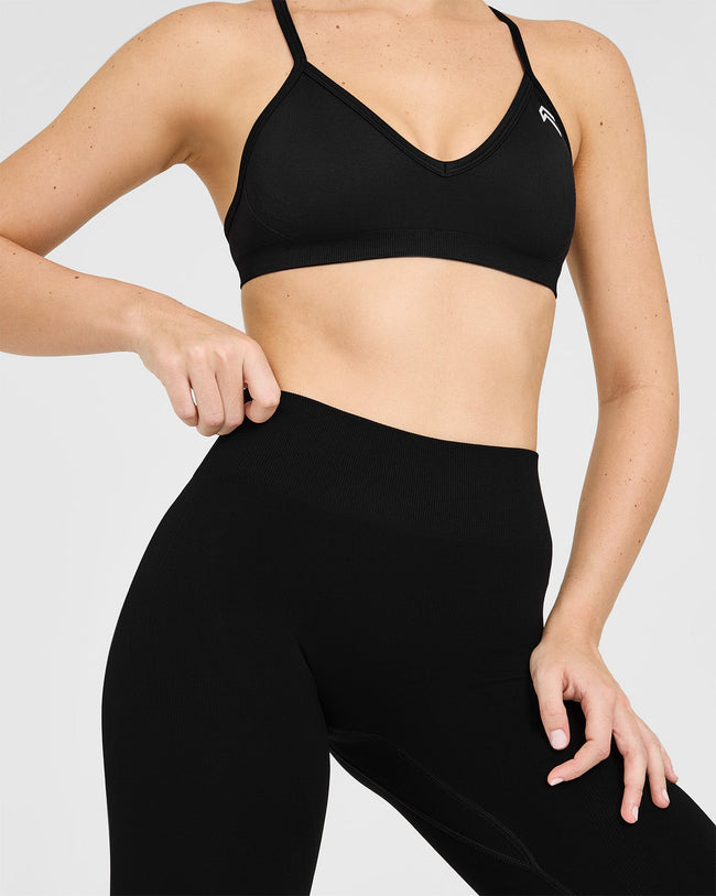 EnhanceLiftâ„¢ Seamless Leggings with White Logo | Black