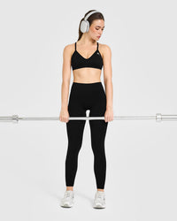 EnhanceLiftâ„¢ Seamless Leggings with White Logo | Black