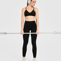 EnhanceLiftâ„¢ Seamless Leggings with White Logo | Black