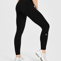 EnhanceLiftâ„¢ Seamless Leggings with White Logo | Black