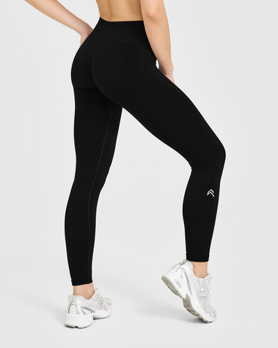 EnhanceLiftâ„¢ Seamless Leggings with White Logo | Black