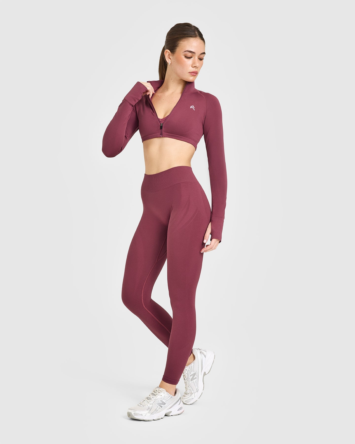 EnhanceLiftâ„¢ Seamless Leggings with White Logo | Burnt Maroon