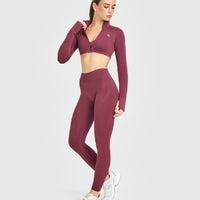 EnhanceLiftâ„¢ Seamless Leggings with White Logo | Burnt Maroon