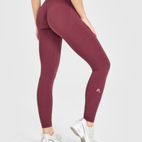 EnhanceLiftâ„¢ Seamless Leggings with White Logo | Burnt Maroon
