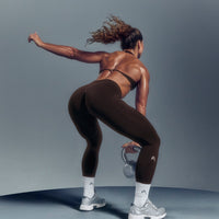 EnhanceLiftâ„¢ Seamless Leggings with White Logo | Plum Brown