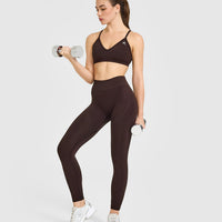 EnhanceLiftâ„¢ Seamless Leggings with White Logo | Plum Brown