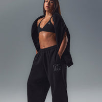 EnhanceLiftâ„¢ Seamless Minimal Halter Neck Bralette with White Logo | Black