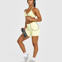 EnhanceLiftâ„¢ Seamless Minimal Halter Neck Bralette | Pastel Yellow