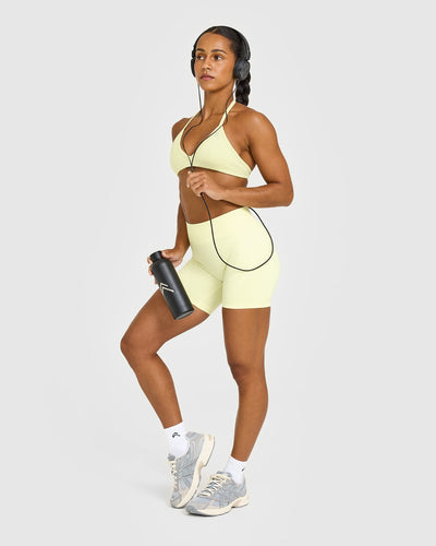 EnhanceLiftâ„¢ Seamless Minimal Halter Neck Bralette | Pastel Yellow