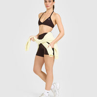 EnhanceLiftâ„¢ Seamless Minimal Halter Neck Bralette with White Logo | Plum Brown