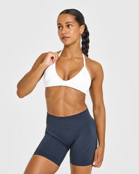 EnhanceLiftâ„¢ Seamless Minimal Halter Neck Bralette | White