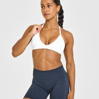 EnhanceLiftâ„¢ Seamless Minimal Halter Neck Bralette | White