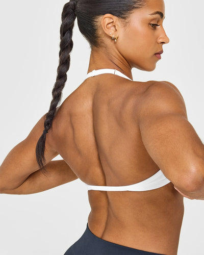 EnhanceLiftâ„¢ Seamless Minimal Halter Neck Bralette | White