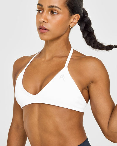 EnhanceLiftâ„¢ Seamless Minimal Halter Neck Bralette | White