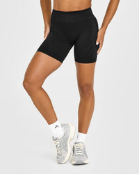 EnhanceLiftâ„¢ Seamless Shorts with White Logo | Black