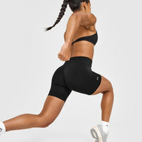 EnhanceLiftâ„¢ Seamless Shorts with White Logo | Black