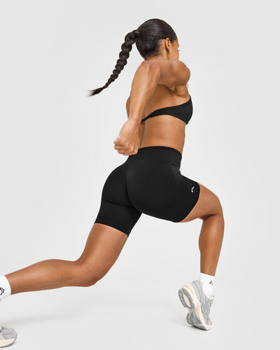 EnhanceLiftâ„¢ Seamless Shorts with White Logo | Black