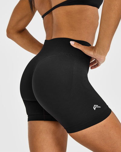 EnhanceLiftâ„¢ Seamless Shorts with White Logo | Black