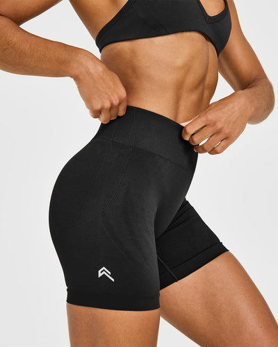 EnhanceLiftâ„¢ Seamless Shorts with White Logo | Black
