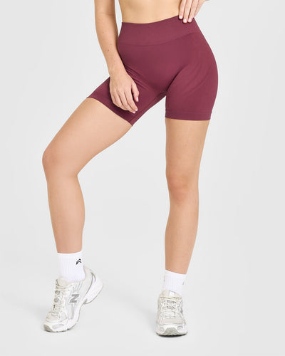 EnhanceLiftâ„¢ Seamless Shorts with White Logo | Burnt Maroon