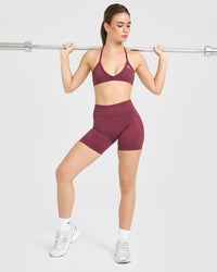 EnhanceLiftâ„¢ Seamless Shorts with White Logo | Burnt Maroon