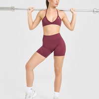 EnhanceLiftâ„¢ Seamless Shorts with White Logo | Burnt Maroon