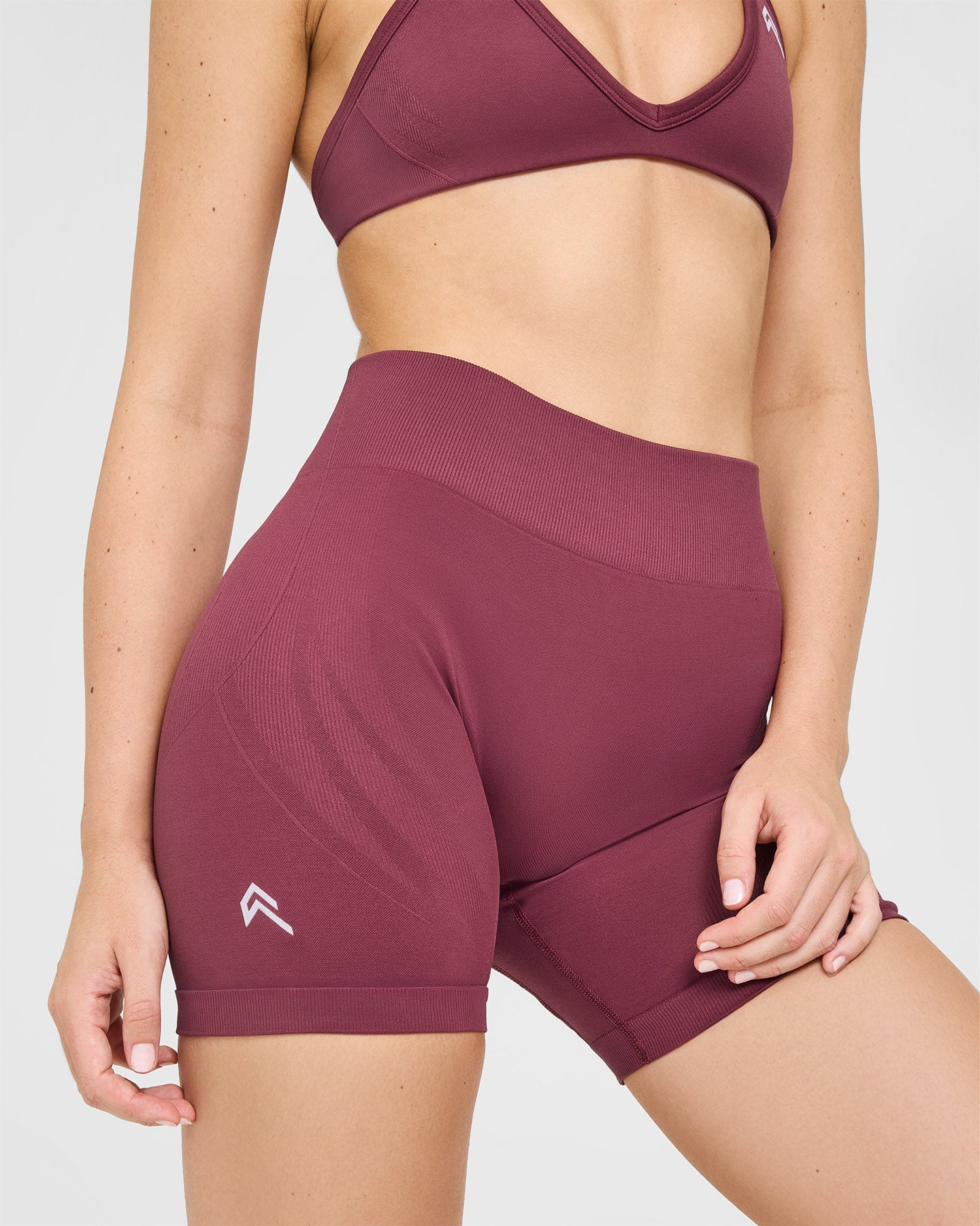 EnhanceLiftâ„¢ Seamless Shorts with White Logo | Burnt Maroon