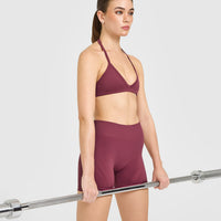 EnhanceLiftâ„¢ Seamless Shorts with White Logo | Burnt Maroon