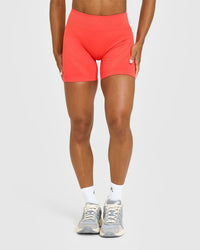 EnhanceLiftâ„¢ Seamless Shorts with White Logo | Charged Coral