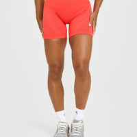 EnhanceLiftâ„¢ Seamless Shorts with White Logo | Charged Coral