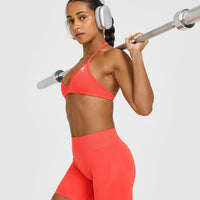 EnhanceLiftâ„¢ Seamless Shorts with White Logo | Charged Coral