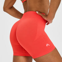 EnhanceLiftâ„¢ Seamless Shorts with White Logo | Charged Coral