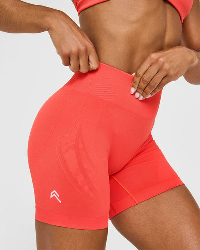 EnhanceLiftâ„¢ Seamless Shorts with White Logo | Charged Coral