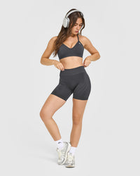 EnhanceLiftâ„¢ Seamless Shorts with White Logo | Coal