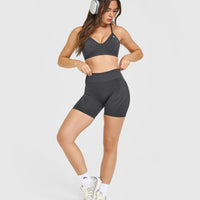 EnhanceLiftâ„¢ Seamless Shorts with White Logo | Coal