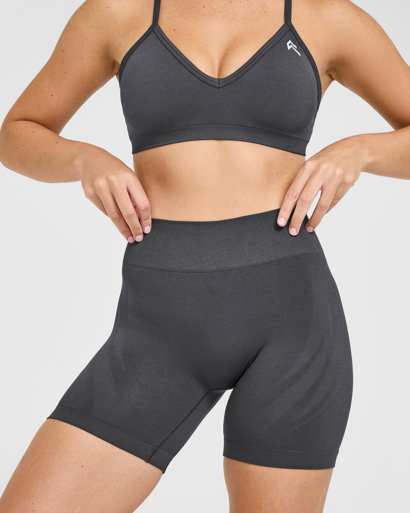 EnhanceLiftâ„¢ Seamless Shorts with White Logo | Coal
