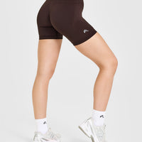 EnhanceLiftâ„¢ Seamless Shorts with White Logo | Plum Brown