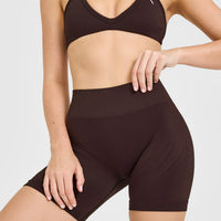 EnhanceLiftâ„¢ Seamless Shorts with White Logo | Plum Brown