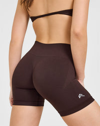 EnhanceLiftâ„¢ Seamless Shorts with White Logo | Plum Brown