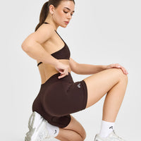 EnhanceLiftâ„¢ Seamless Shorts with White Logo | Plum Brown