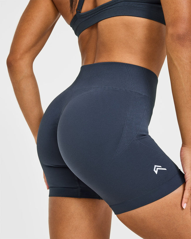EnhanceLiftâ„¢ Seamless Shorts with White Logo | True Blue