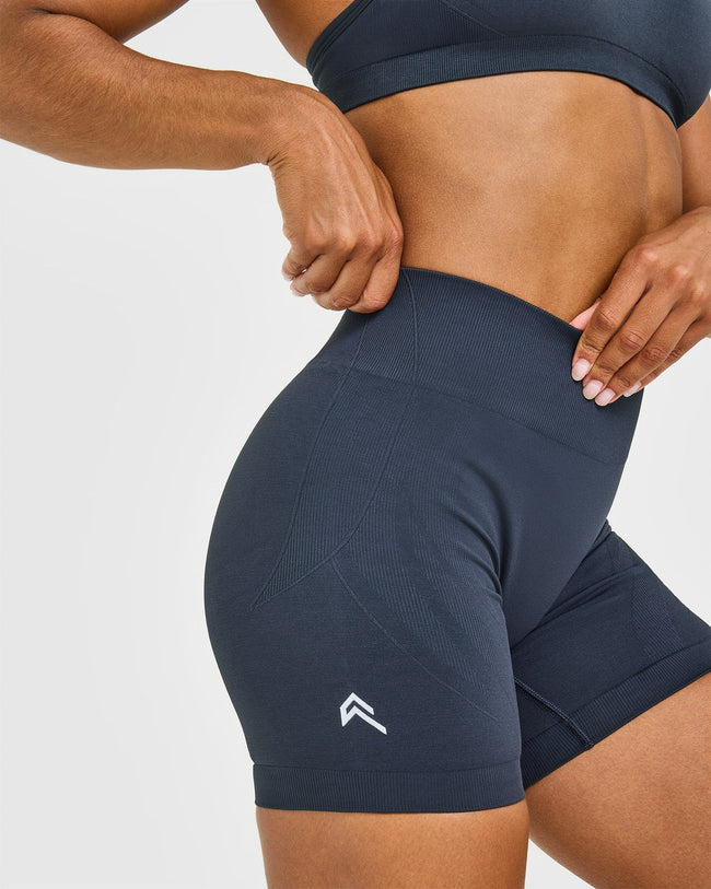 EnhanceLiftâ„¢ Seamless Shorts with White Logo | True Blue