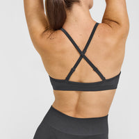 EnhanceLiftâ„¢ Seamless Strappy Sports Bra with White Logo | Coal