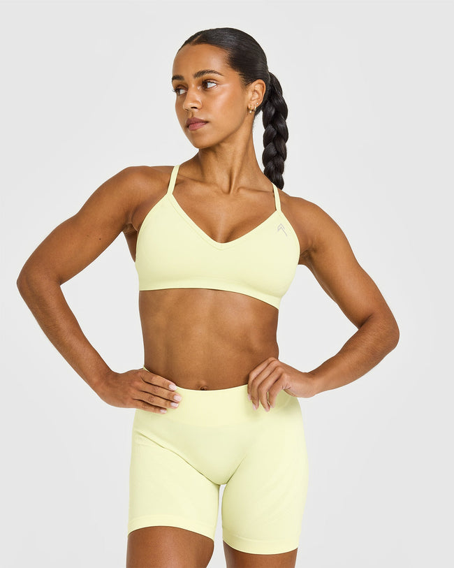 EnhanceLiftâ„¢ Seamless Strappy Sports Bra | Pastel Yellow