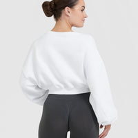 All Day Lightweight Oversized V-Neck Sweatshirt | White